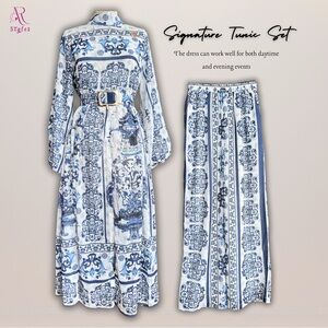 NWT Blue and White signature Tunic set with Belt and hijab